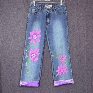 Vintage Daniel Original Design Floral Hand-Painted Embellished Jeans Womens 9/10